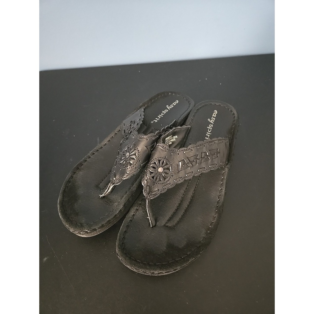 Easy Spirit Womens Brodieyv Big Thong Sandals 9.5 M Black flip flop